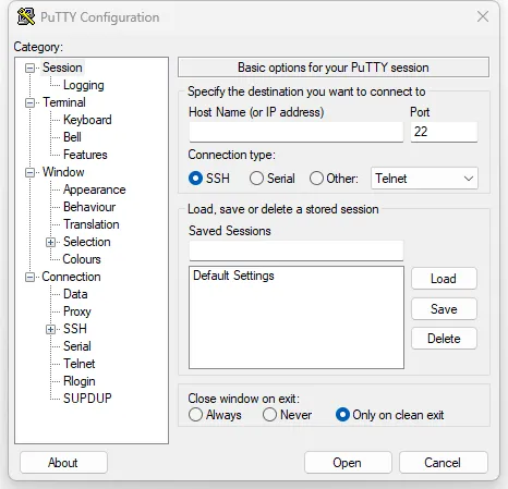 PuTTY(开源免费SSH和Telnet客户端软件)