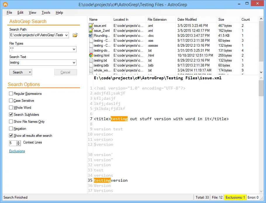 AstroGrep(免费文本内容搜索工具) AstroGrep(免费文本内容搜索工具)