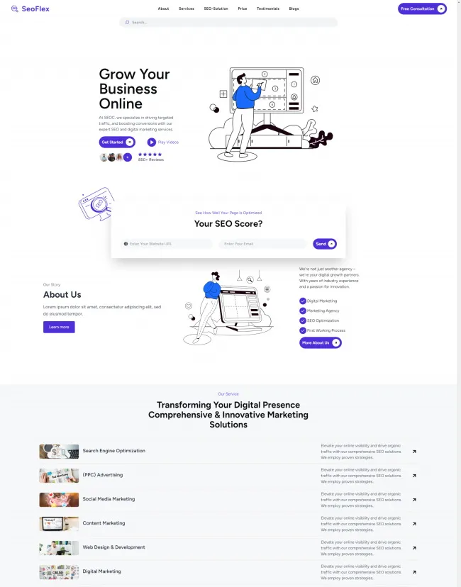 HTML白色大气专业SEO排名优化公司网站源码-王子主页