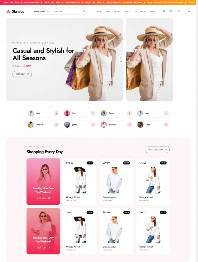 HTML响应式服装商城网站模板源码-王子主页