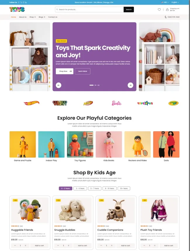 HTML5儿童玩具外贸商城网站模板-王子主页